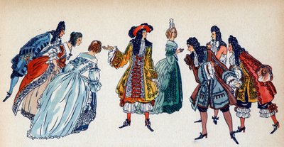 King Louis XIV in the Middle of the Courtiers - Illustration by Sylvain Sauvage for the Book 